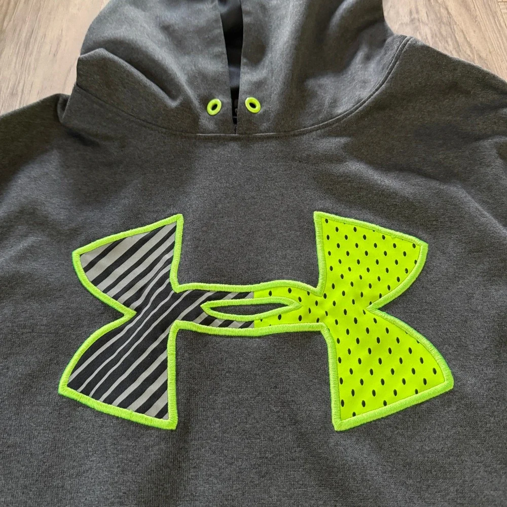 Under Armour Storm Big Logo Hoodie Men's Medium Gray Neon Yellow 2013 FW